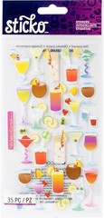 35 pcs Sticko Classic Paper stickers COCKTAILS theme 49730 FAST FREE shipping!
