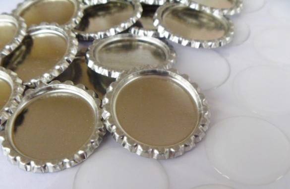 50 Flat Bottle Caps & 50 3D Epoxy Dome Stickers