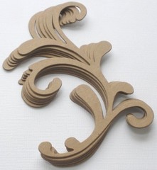 (6) *FLOURISH SCROLL* Decorative Accents – Unfinished Chipboard Die Cuts – 4 7/8