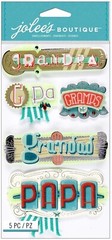 Grandpa words, family, 3D scrapbook stickers – Jolees 50904