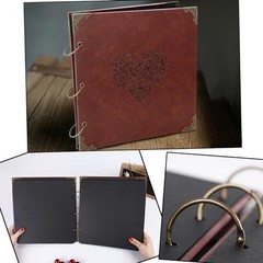 ADVcer 12×12 Photo Album Scrapbook Vintage Leather 3-Ring Binder DIY Memory Book