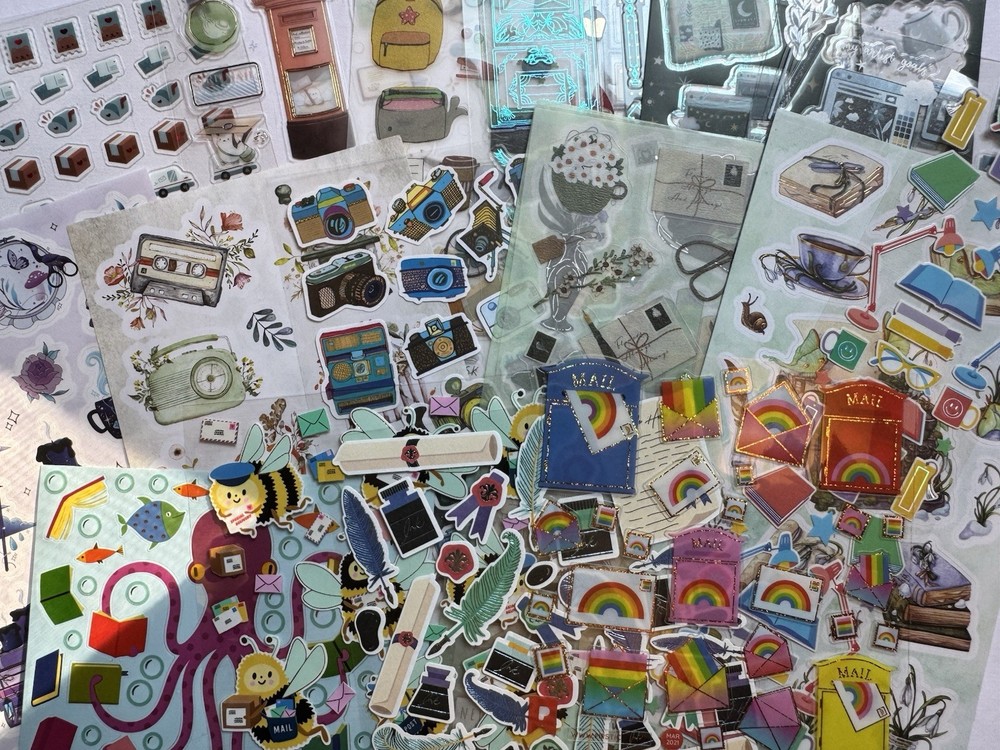 Writing, Mail, Books, & Cameras Sticker Set, 19 Sheets, Stickiiclub/Pipsticks