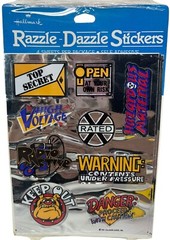 NEW Vintage 1984 RAZZLE DAZZLE Hallmark Sticker Sheets Silver Foil Warning Signs
