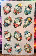 Vintage 1990 John Grossman Gifted Line Victorian Sentiment Floral Stickers