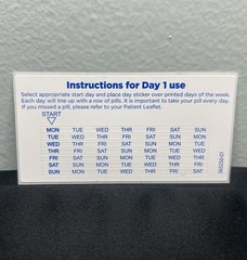 Birth Control Days of the Week Label White Stickers Small Sunday-Saturday