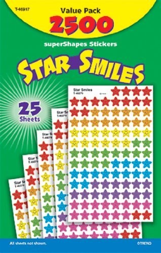 Trend Supershapes Star Smiles Stickers – 2500 Star – Assorted (T46917)