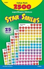 Trend Supershapes Star Smiles Stickers – 2500 Star – Assorted (T46917)