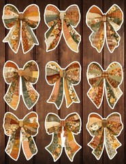 Autumn Themed Bow Die Cut Vinyl Stickers Scrapbooking Laptop Waterbottle