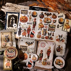 Halloween 2 Small Rub On Transfers Stickers Crafts for Paper Wood Fabric DIY