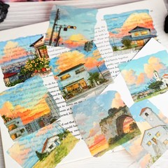 15 pcs Countryside Landscape Sunset Stickers DIY Scrapbook Journal Aesthetic