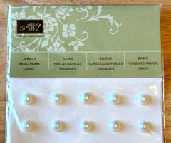 Stampin Up! Jewels BASIC PEARL LARGE Faux Pearl Adhesive Backed 8mm 40pcs each