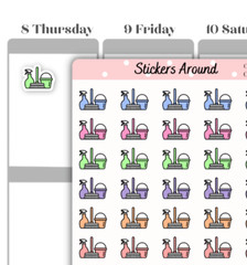 Pastel Cleaning Icon Planner Stickers, Chores Stickers, Calendar & Journal