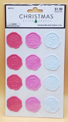 12pc Paper Crafts Christmas PASTEL WAX SEALS Dimensional Stickers, NEW