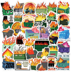 61PCS Dumpster Fire Stickers Vinyl Waterproof Stickers for Scrapbook,Journaling,