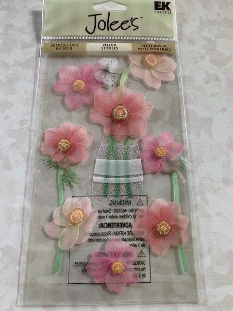 JOLEE’S BOUTIQUE 3D STICKER BRIGHT PINK FLOWERS PINK FLORAL VASE OF FLOWERS