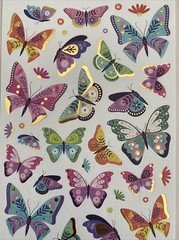 Stickers Butterflies Colorful Wings Decorate Matte Finish Paper Foil Accents New