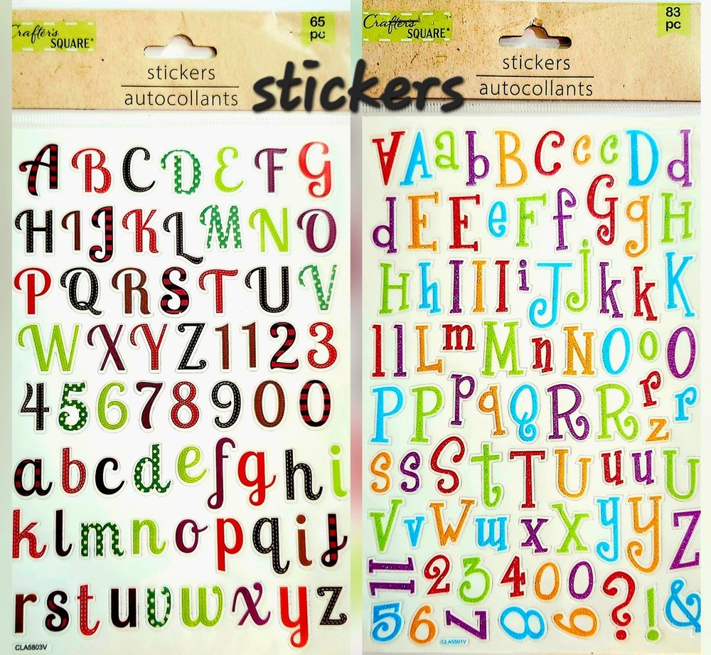 NEW-Set Of 6 Packs Of ALPHABET Stickers/Stencils/Foam Stickers For Scrapbooking