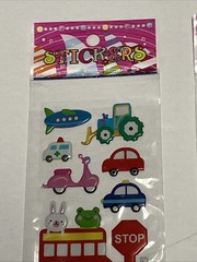 Car Tractor Truck Bus Transportation Stickers Scrapbook Craft Fun Lot of 2