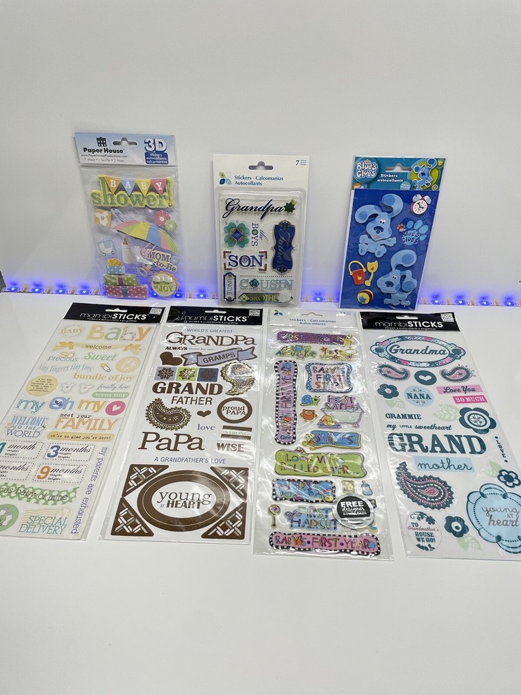 Lot Of 7 Sheets Of Stickers Blue’s Clues Baby Shower Grandma Grandpa Stickers