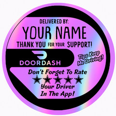 Custom DoorDash Thank You Sticker Round,Name Personalization,Rate & Tip Reminder