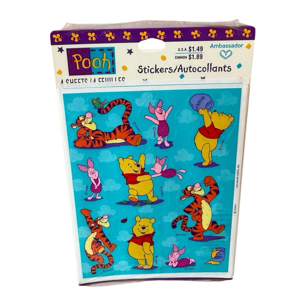 Vintage Ambassador Disney Winnie The Pooh Stickers 4 Sheets Piglet Tigger Honey
