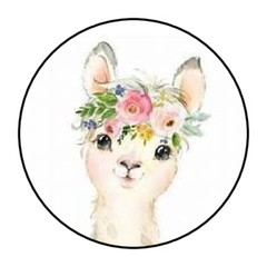 30 1.5″ LLAMA GIRL FLOWERS FAVOR LABELS ROUND STICKERS ENVELOPE SEALS