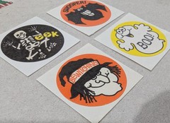 Vtg Matte Trend Boo Bat Witch Bones Scratch & Sniff Stickers Set of 4 #S02