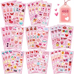 468 PCS Valentines Stickers for Kids Colorful Heart Stickers Bulk Valentines