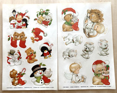 Vtg Current Stickers Christmas Ruth Morehead Angel Puppy Kitten 2 Sheets 17