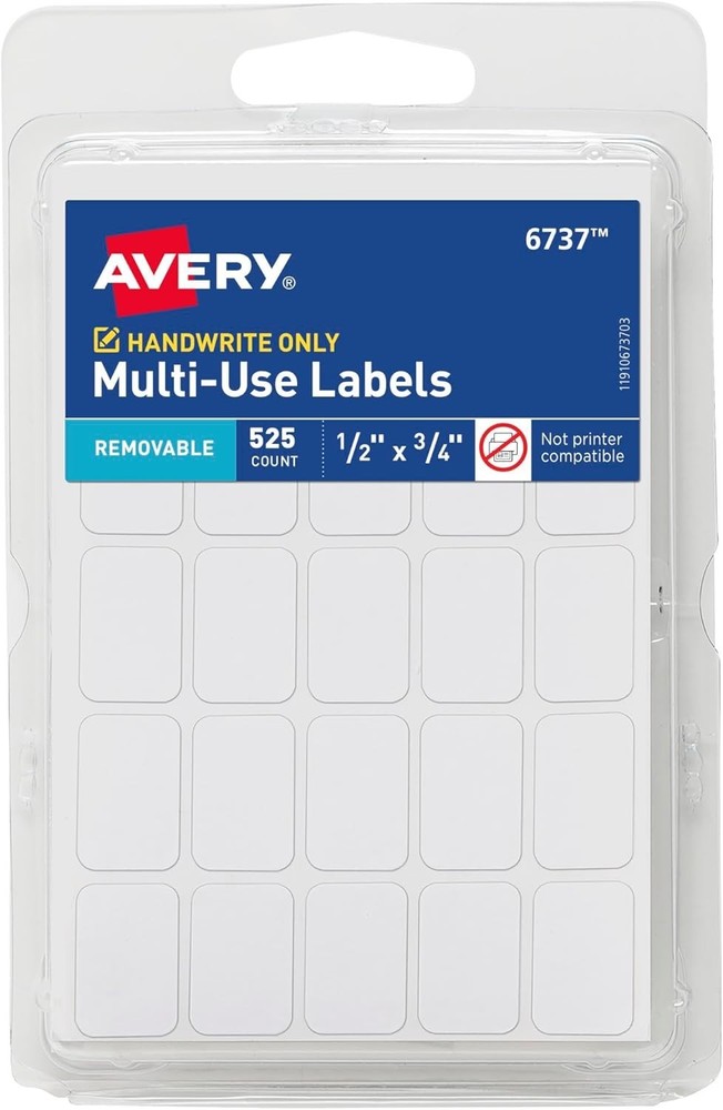 525PCS Blank Rectangular Stickers White Self-Adhesive Write-On Label