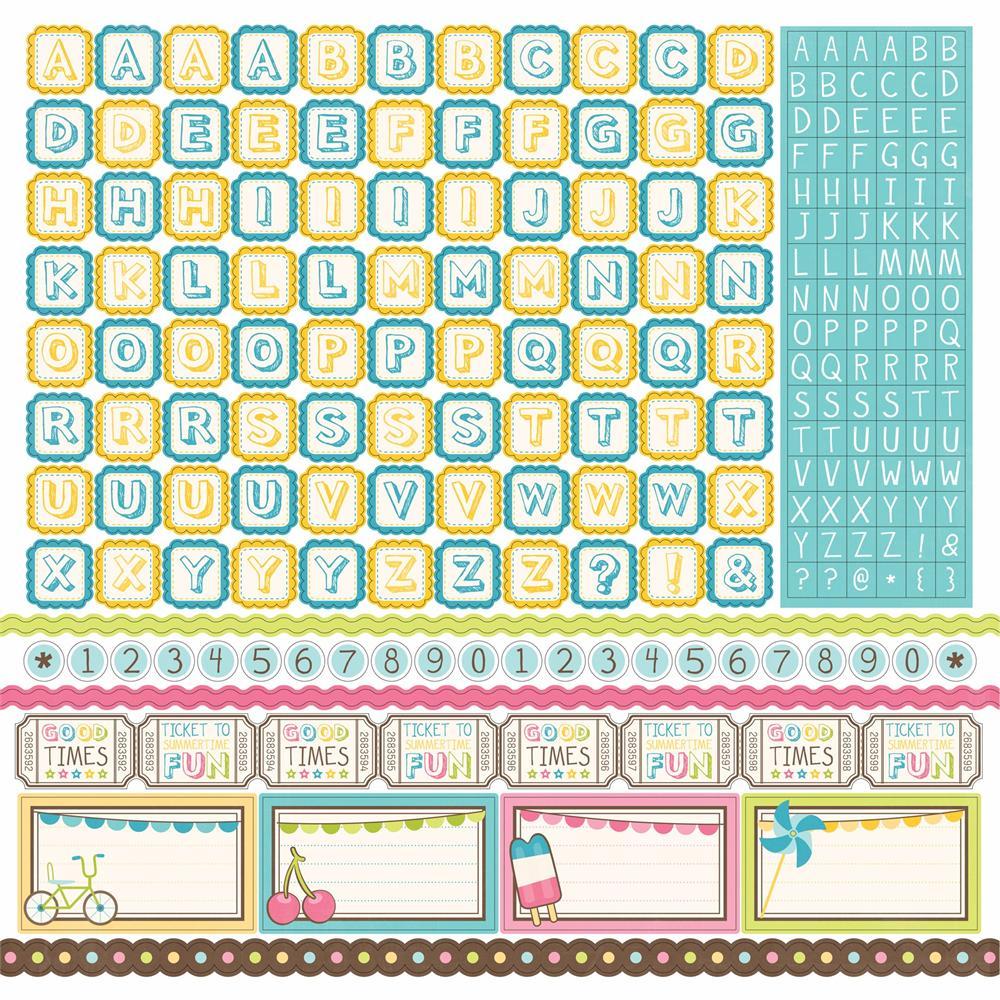 Carta Bella Paper COOL SUMMER 12×12 Sheet of Alpha (Alphabet) Scrapbook Stickers