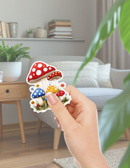Mushroom Patch Die Cut Vinyl Stickers Set Scrapbooking Laptop Water Bottle