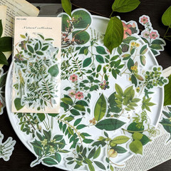 60Pcs Scrapbooking Stickers, DIY Decorative Green Plants Set Stickers for Lapto