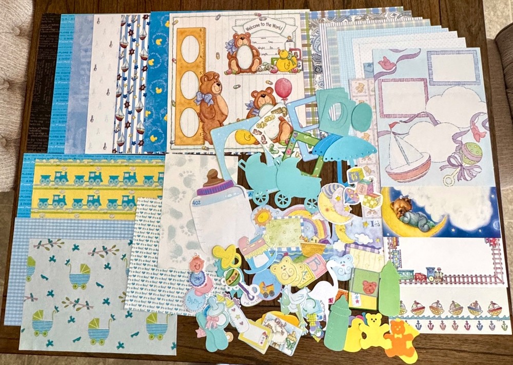 Scrapbook BABY BOY PAPER, STICKERS, EMBELLISHMENTS
