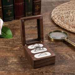 Wedding Ring Box 3 Slot, Wooden Ring Box with Clasps Solid Wood Rectangle Rin…