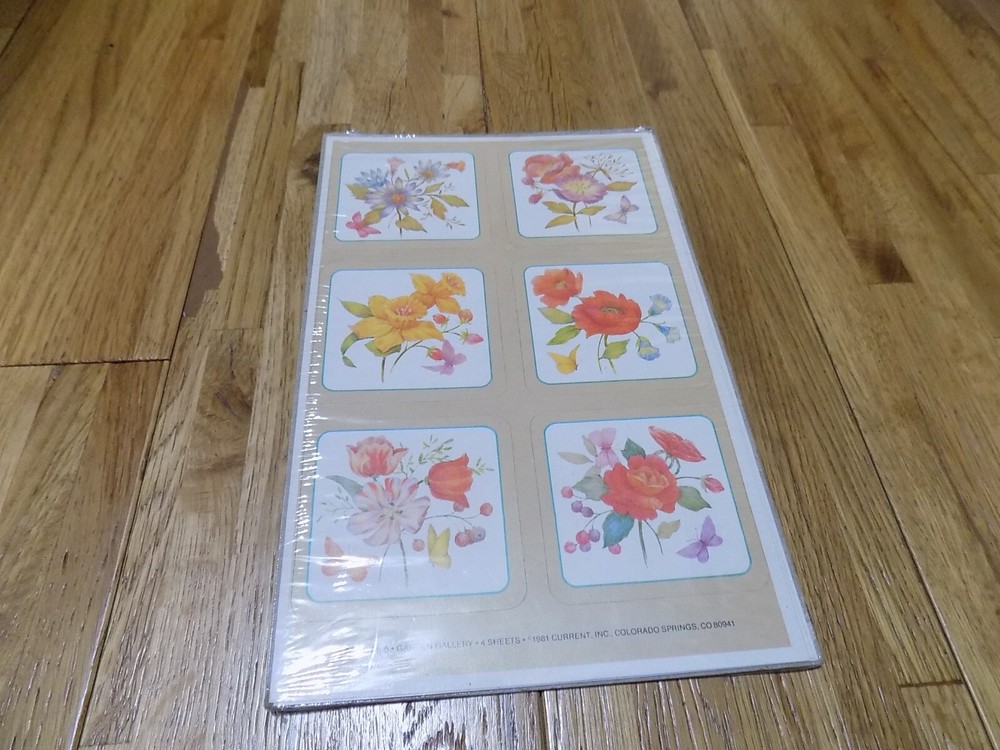 Vintage Flowers Current Daffodils Poppies Sticker Sheet butterfly Garden Gallery