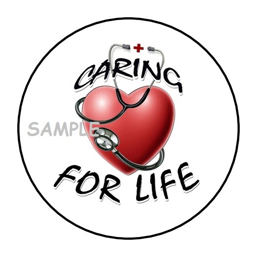 30 CARING FOR LIFE ENVELOPE SEALS LABELS STICKERS 1.5″ ROUND NURSE DOCTOR