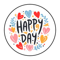 HAPPY DAY ENVELOPE SEALS STICKERS LABELS TAGS 1.5″ ROUND (30) HEARTS