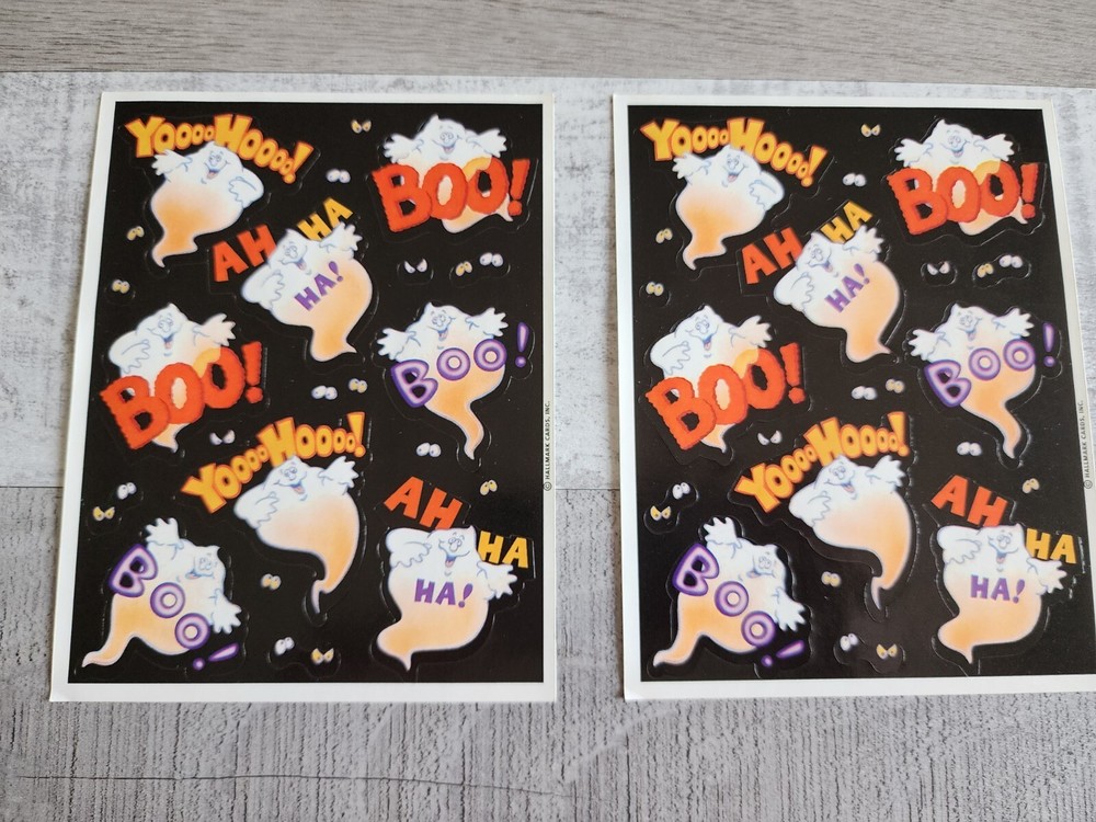 Vintage Halloween Ghost Stickers Heartline Hallmark Scrapbook New 2 Sheets #48