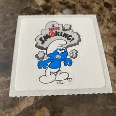 Smurfs Smurf 1983 Vintage 80s Sticker I Hate Smoking Brand New Never Pealed 🚭