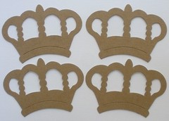 {4} *ROYAL CROWN* Raw Bare Unfinished Chipboard Die Cuts – 3″ x 4 1/4″