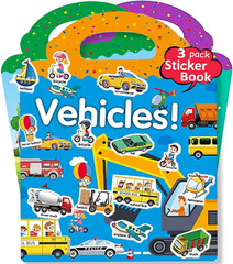 Reusable Dinosaur Sticker Book for Kids, Travel Size, Ages 3-5