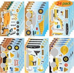 24 Sheets Make Your Own Construction Vehicle Stickers for Kids Boys,