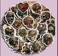 10pcs Steampunk Skull Stickers- Scrapbooking, Journaling, DIY Crafts & Cards