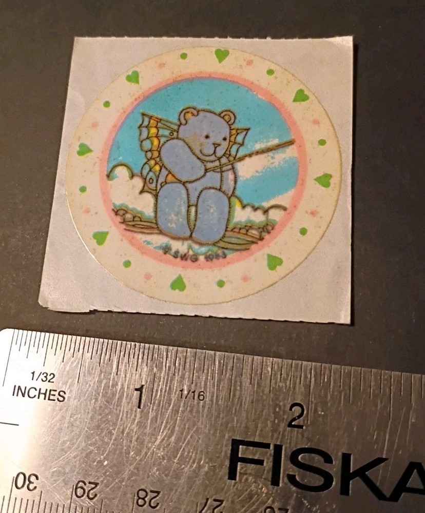 Vintage Stickers Small World Greetings Bear Angel Pastel Sticker Mod VTG 80’s