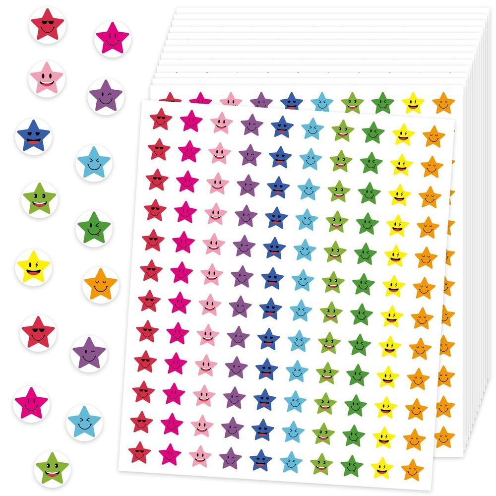 6000 Pieces Happy Face Star Stickers, Small Smile Star Stickers Colorful Rewa…