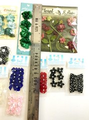 Fabric Flowers Bows Embellishment Sticker LOT Jolees Offray Petaloo