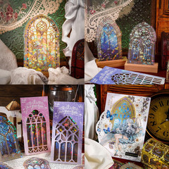 Holographic Transparent Glitter Stickers,40 Pieces Window Frame Scrapbook Junk J