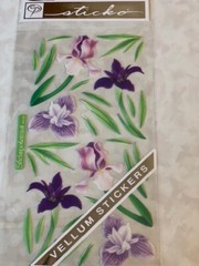 STICKO CLASSIC STICKERS PURPLE IRIS FLOWERS IRIS LAVENDER PURPLE IRIS 26PCS