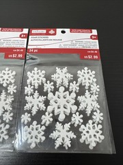 2 CreAtology Christmas Snowflakes Foam Stickers 34pcs Each White W/glitter New